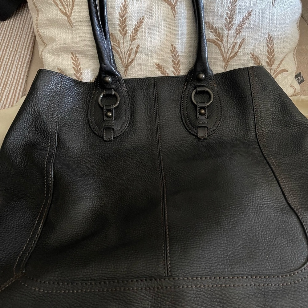 Large Black Leather High Quality bag Classy with a little Edge Thick Leather